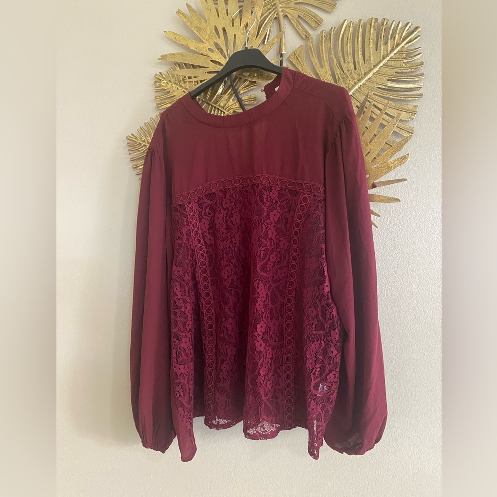 Chic Maroon Lace Blouse